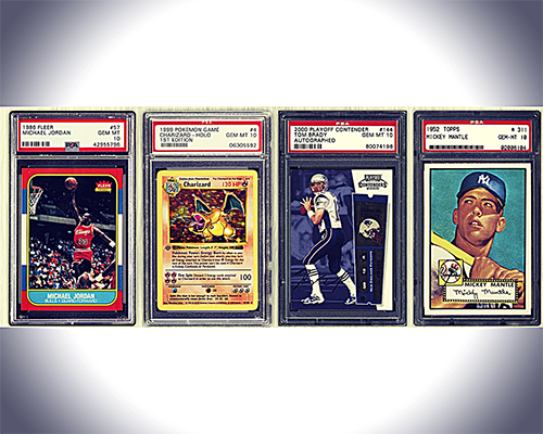 Image of a collage of trading and sports cards